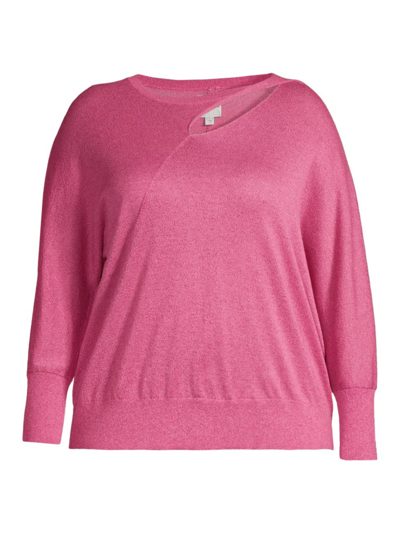 Nic + Zoe, Plus Size Women's Twist Cut-out Sweater In Shocking Pink