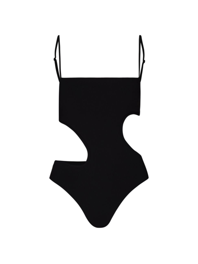 Johanna Ortiz Coastlines Womens Tie Back Cut-out One-piece Swimsuit In Black