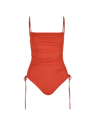 Johanna Ortiz Tarangire Ruched One-piece Swimsuit In Fire Sunset