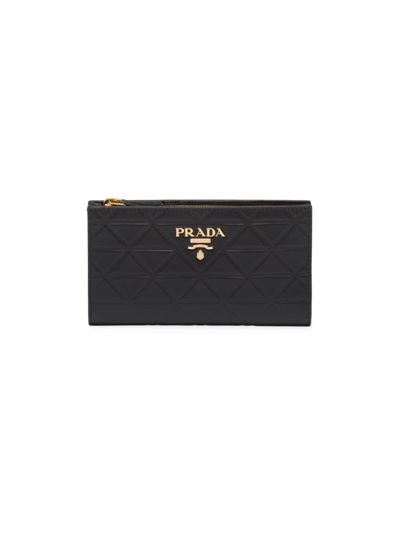 Prada Women's Large Leather Wallet In Black