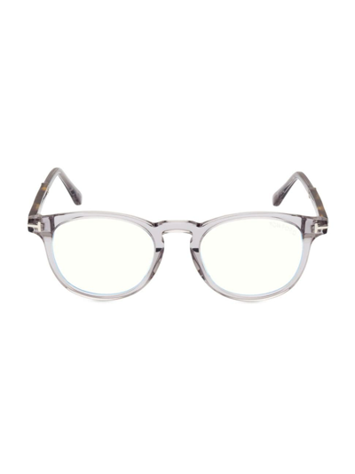 Tom Ford Men's Blue Light Blocking Acetate Round Optical Glasses In Smoke Grey Blue