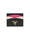 Prada Women's Saffiano Leather Card Holder In Black