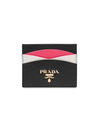 Prada Women's Saffiano Leather Card Holder In Black