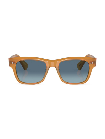 Oliver Peoples Men's Birell 52mm Acetate Rectangular Sunglasses In Amber
