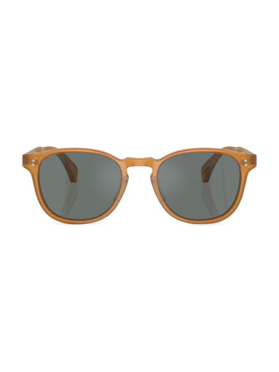Oliver Peoples Men's Finley Esq. 53mm Round Sunglasses In Amber