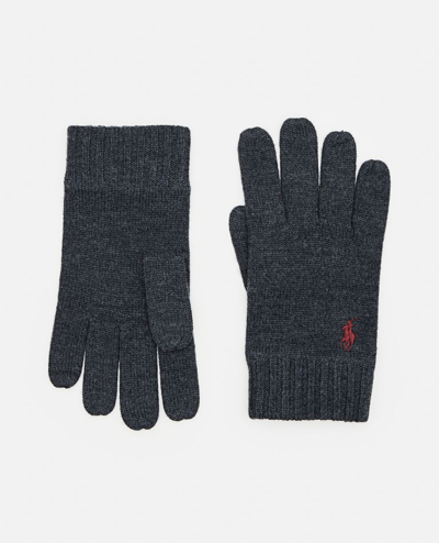 Polo Ralph Lauren Signature Pony Knit Touch Gloves In Grey
