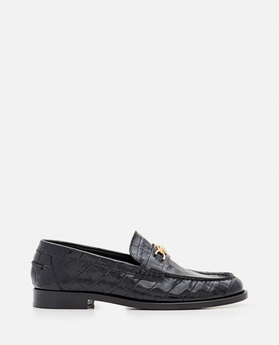 Versace 20mm Calf Leather Loafers In Black