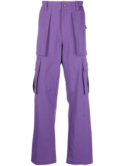 Nahmias Heart-embroidered Cargo Trousers In Purple