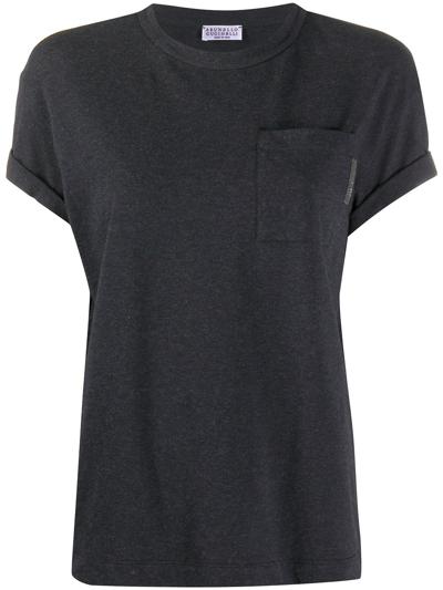 Brunello Cucinelli Stretch Cotton Jersey T-shirt In Gray