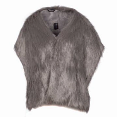 Helen Moore Smoke Grey Luxury Faux Fur Pocket Stole