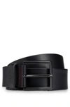 Hugo Boss Leather Belt With Matte Gunmetal Hardware In Black
