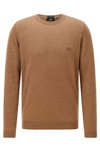 Hugo Boss Regular-fit Sweater In Extra-fine Merino In Beige