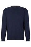 Hugo Boss Logo-embroidered Sweater In Wool In Dark Blue