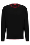 Hugo Men's Oversize-fit Sweater In With Logo Collar In Black