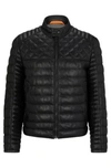 Hugo Boss Nappa Leather Jacket With Stand Collar In Black