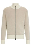 HUGO BOSS ZIP-UP CARDIGAN IN COTTON AND VIRGIN WOOL