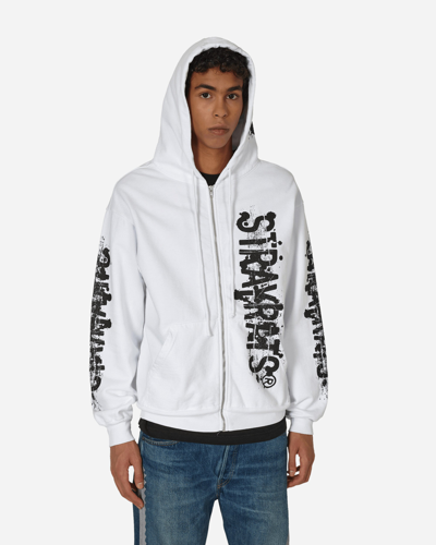 Stray Rats Roadkill Zip Up Hooded Sweatshirt In White