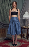 Mirror Palais Mid-rise Taffeta Knee-length Skirt In Blue