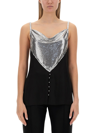 Rabanne Top With Sequin Embellishment And Draped Neckline In Black