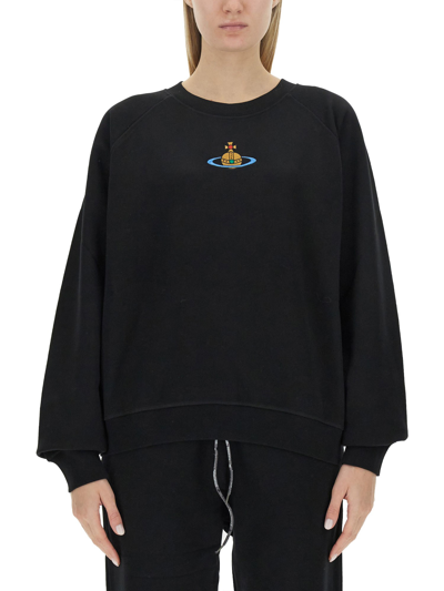 Vivienne Westwood Orb Cropped Sweatshirt In Black