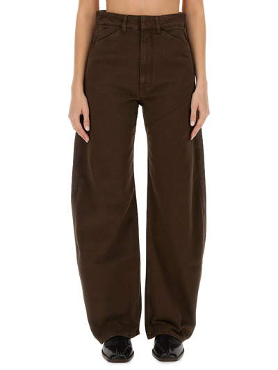 Lemaire Curved Trousers In Brown