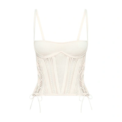 Dion Lee Laced Openwork Corset In Bone