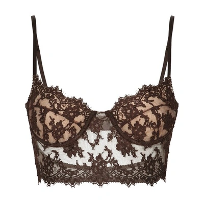 Dolce & Gabbana Lace Lingerie Top In Brown