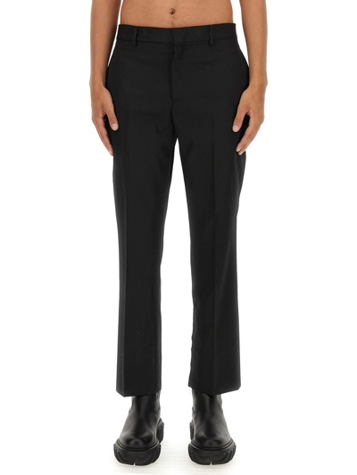 Off-white Wool Trousers In Black