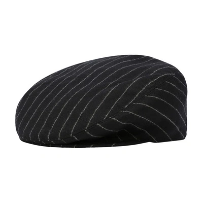 Dolce & Gabbana Pinstripe Wool Flat Cap In Black,white