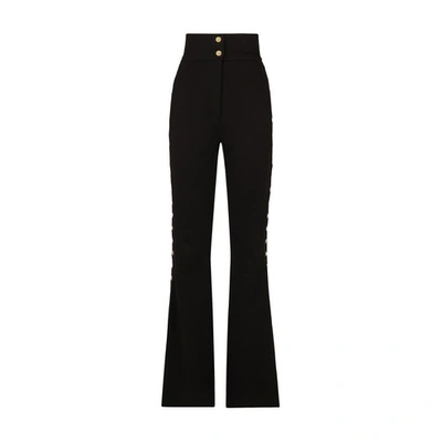 Dolce & Gabbana Full Milano Pants With Buttons Down The Side In Black