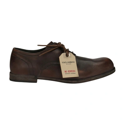 Dolce & Gabbana Leather Derby Shoes In Maroon