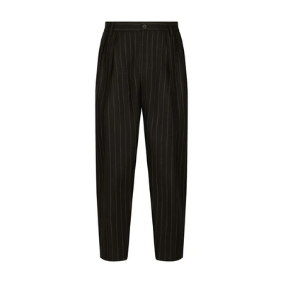 Dolce & Gabbana Wool Pinstripe Skinny Trousers In Striped