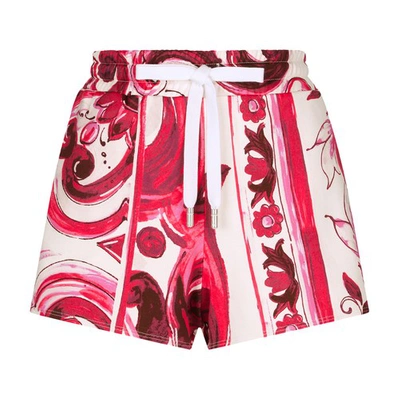 Dolce & Gabbana Jersey Shorts In Mix_maiolica_fuxia