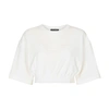 Dolce & Gabbana Elasticated-waistband Cotton-blend T-shirt In Unbleached_for_dye