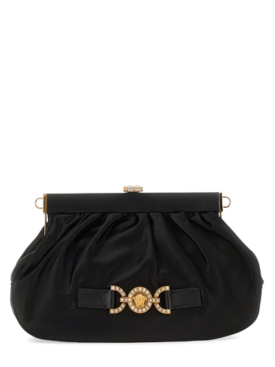 Versace Designer Handbags Clutch With Medusa Plaque In Black