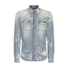 Dolce & Gabbana Bleached Button-up Denim Shirt In Combined_colour