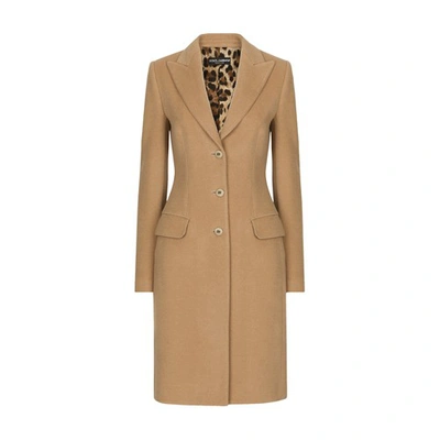Dolce & Gabbana Single-breasted Midi Coat In Beige