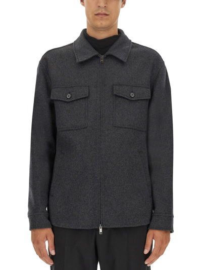 Theory Wool Jacket In Charcoal