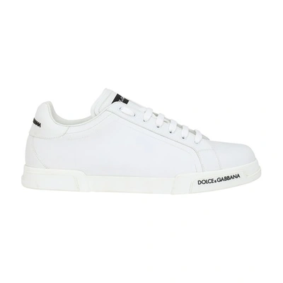 Dolce & Gabbana Calfskin Portofino Sneakers In White