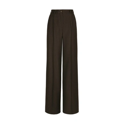 Dolce & Gabbana Wool Palazzo Trousers In Striped