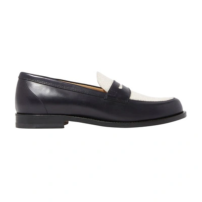 Scarosso Trinidad Loafers In Blue_white_calf