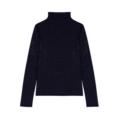 Maje Lastrass Embellished Turtleneck In Noir