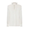 Dolce & Gabbana Chiffon And Lace Pussy-bow Blouse In Natural_white