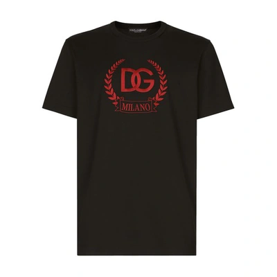 Dolce & Gabbana T-shirt In Cotton Jersey With Dg Logo In Black