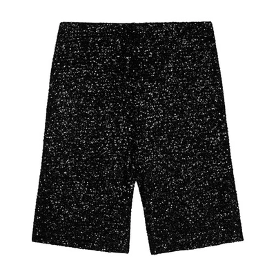 Maje Glittery Knitted Cycling Shorts In Noir