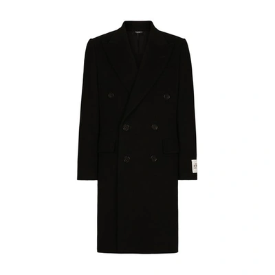 Dolce & Gabbana Double-breasted Wool Coat In Black