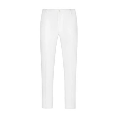 Dolce & Gabbana Stretch Cotton Pants With Dg Patch In White