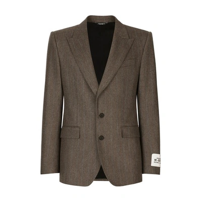 Dolce & Gabbana Single-breasted Pinstripe Stretch Flannel Jacket In Striped