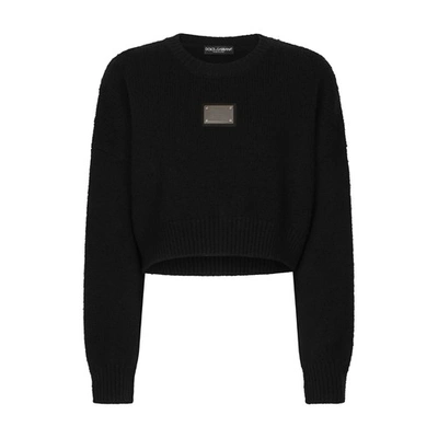 Dolce & Gabbana Wool And Cashmere Round-neck Sweater In Black