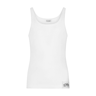 Dolce & Gabbana Fine-rib Cotton Singlet In Optical_white